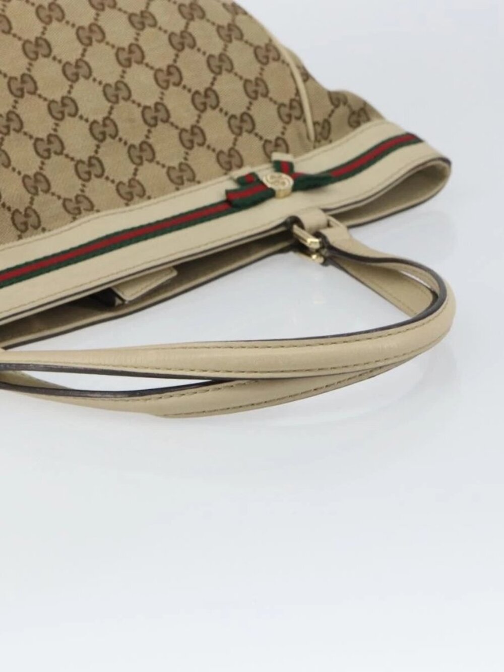 GUCCI GG Canvas Web Sherry Line Mayfair Tote Bag Beige Red 257061 Auth ep12533 - Picture 8 of 16